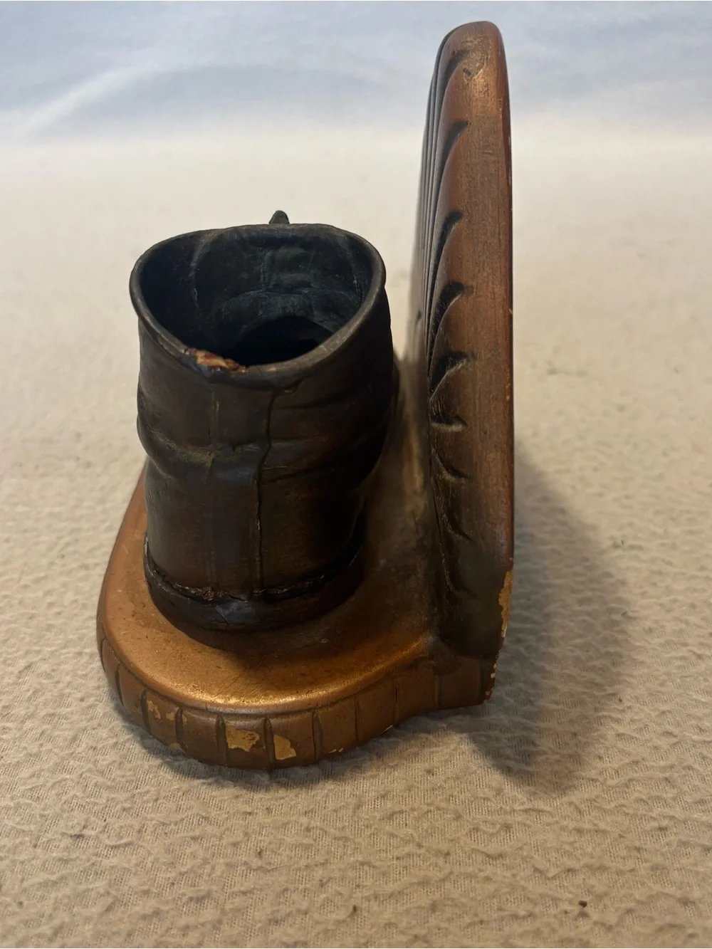 VTG Metal Dipped Baby Shoe Desk Accessory Pencil Holder Décor Book End